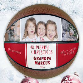 Cute Merry kerst Grandpa 3 Photo Collage Basketbal
