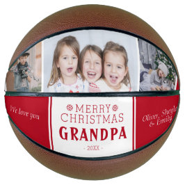 Cute Merry kerst Grandpa 3 Photo Collage Basketbal