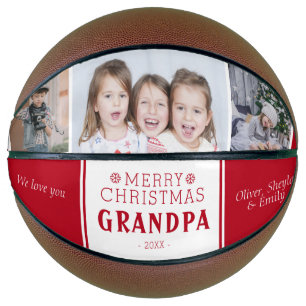 Cute Merry kerst Grandpa 3 Photo Collage Basketbal
