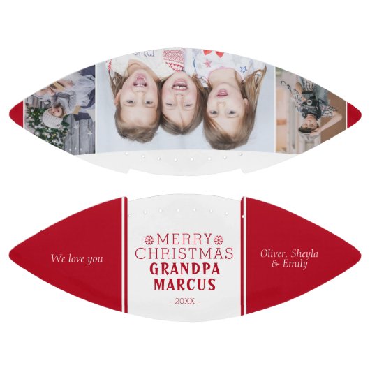 Cute Merry kerst Grandpa Red 3 Foto Collage American Football (Panelen)