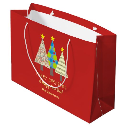 Cute Merry kerst Groot Cadeauzakje (Achterkant Gekanteld)