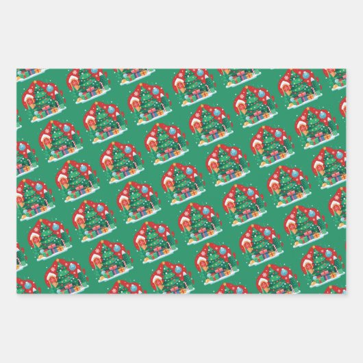 Cute Merry kerst Inpakpapier Vel (Voorkant 3)