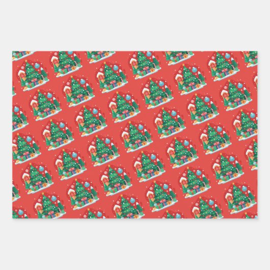 Cute Merry kerst Inpakpapier Vel (Voorkant)