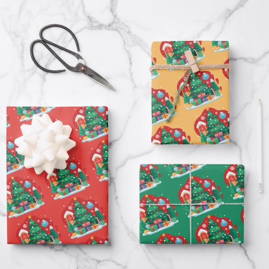 Cute Merry kerst Inpakpapier Vel (Voorkant)