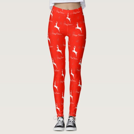 Cute Merry kerst, rood kerst Leggings (Voorkant)