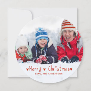 Cute Merry kerst   Vakantieknopkaart Feestdagenkaart