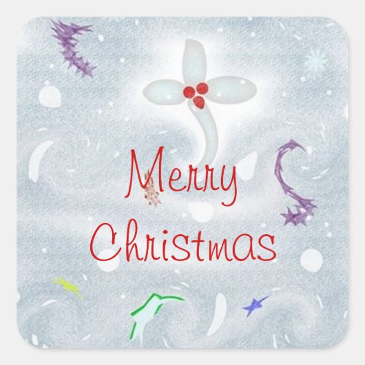 Cute Merry kerst Vierkante Sticker (Voorkant)