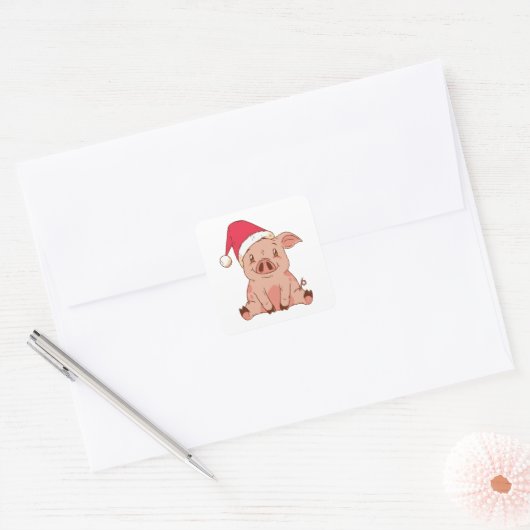 Cute Merry kerst Vierkante Sticker (Envelop)