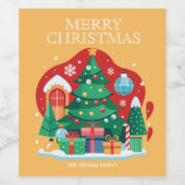 Cute Merry kerst Wijn Etiket (Enkel label)
