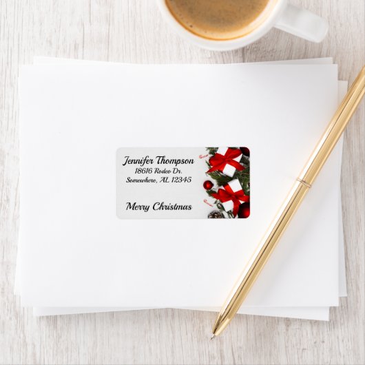 Cute Merry-kerstadres Etiket (Insitu)