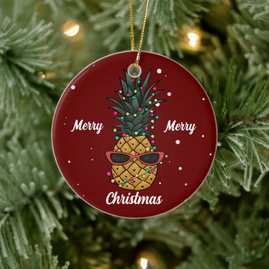 Cute Merry kerstanananapple Tree Keramisch Ornament (Boom)