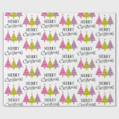 Cute Merry-kerstbomen Cadeaupapier (Vlak)
