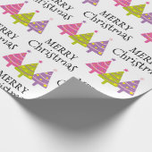 Cute Merry-kerstbomen Cadeaupapier (Hoek)