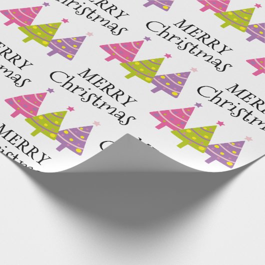 Cute Merry-kerstbomen Cadeaupapier (Hoek)