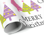 Cute Merry-kerstbomen Cadeaupapier (Rol Hoek)