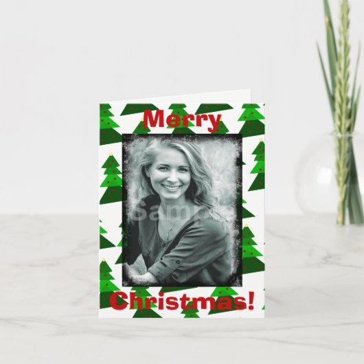 Cute Merry-kerstbomen Voeg je foto toe Feestdagen Kaart (Voorkant)
