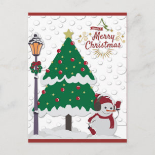 Cute Merry kerstboom Snowman Briefkaart