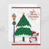 Cute Merry kerstboom Snowman Briefkaart (Voorkant / Achterkant)
