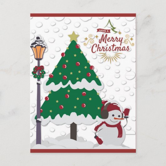Cute Merry kerstboom Snowman Briefkaart (Voorkant)