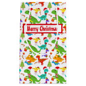 Cute Merry Kerstdinosaurussen Klein Cadeauzakje (Voorkant)
