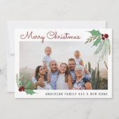 Cute Merry-kerstfamilie Foto Holiday Moving Aankondiging (Voorkant)