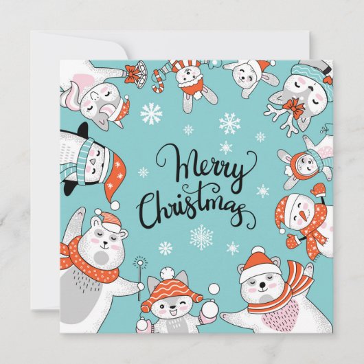 Cute Merry kerstfeestay Card Feestdagenkaart (Voorkant)