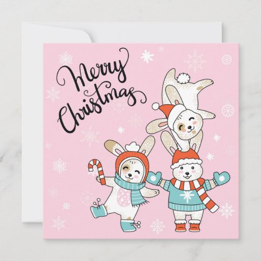 Cute Merry kerstfeestay Card Feestdagenkaart (Voorkant)