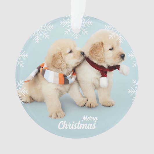 Cute Merry Kerstgouden puppies Orna Ornament (voorkant)