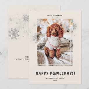 Cute Merry KerstHappy PAWlidays Pet Photo Feestdagenkaart