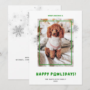 Cute Merry KerstHappy PAWlidays Pet Photo Hol Feestdagenkaart