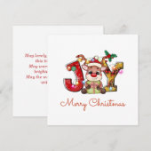 Cute Merry Kerstkalf Joy Santa Hat Holly Star Feestdagenkaart (Voorkant / Achterkant)