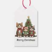 Cute Merry kerstkatten Cadeaulabel (Voorkant)