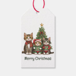 Cute Merry kerstkatten Cadeaulabel