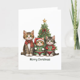 Cute Merry kerstkatten Feestdagen Kaart