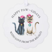Cute Merry kerstkatten Ornament Kaart (Voorkant)