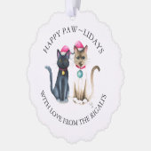 Cute Merry kerstkatten Ornament Kaart (Links)