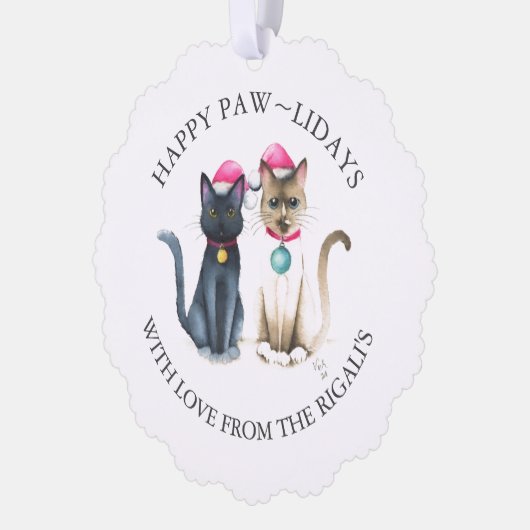 Cute Merry kerstkatten Ornament Kaart (Links)