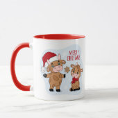 Cute Merry kerstKoeien Festive Modern Mok (Links)