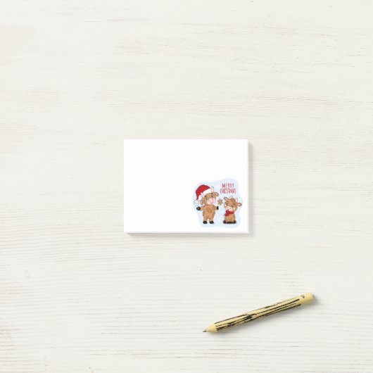 Cute Merry kerstKoeien Festive Modern Post-it® Notes (Op bureau)