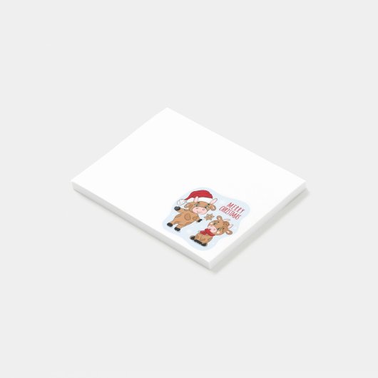 Cute Merry kerstKoeien Festive Modern Post-it® Notes (Schuin)