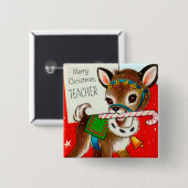 Cute  Merry Kerstleraar knop retro Vierkante Button 5,1 Cm (Voorkant /achterkant)