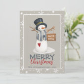 Cute Merry kerstman laat het sneeuwkaartje zien Kaart (Staand voorkant)