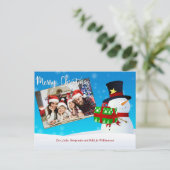 Cute Merry Kerstman met cadeau je foto Briefkaart (Staand voorkant)