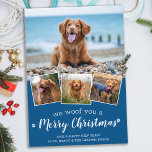 Cute Merry Kerstmis Aangepaste Dog Pet Foto Collag Feestdagenkaart<br><div class="desc">We wilden je een prettige kerst geven. Verstuur leuke feestvreugde met deze superschattige persoonlijke, persoonlijke, persoonlijke feestelijke fotokaart. Vrolijk kerstwensen van de hond met schattige pootafdrukken in een leuk modern fotocollage-ontwerp. Voeg de foto's of familiefoto's van uw hond toe met de hond, en personaliseer met familienaam, bericht en jaar. Deze...</div>