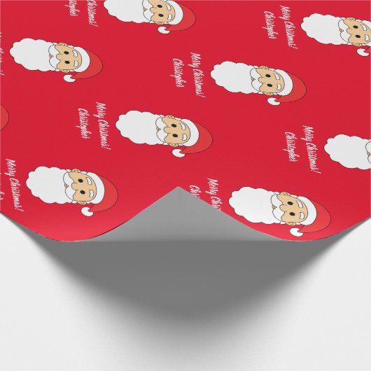 Cute Merry Kerstmis, aangepaste naam Santa Claus R Cadeaupapier (Hoek)