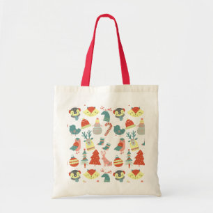 Cute Merry Kerstmis Animal Tree Snow Pattern Tote Bag
