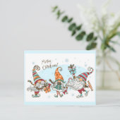 Cute Merry Kerstmis Elves Gnomes Waterverf Fun Briefkaart (Staand voorkant)