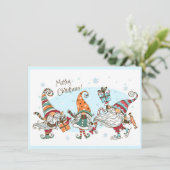 Cute Merry Kerstmis Elves Gnomes Waterverf Fun Kaart (Staand voorkant)