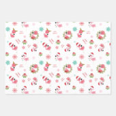 Cute Merry Kerstmis Flamingo Snowflake Inpakpapier Vel (Voorkant)