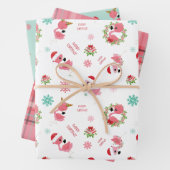 Cute Merry Kerstmis Flamingo Snowflake Inpakpapier Vel (In situ)